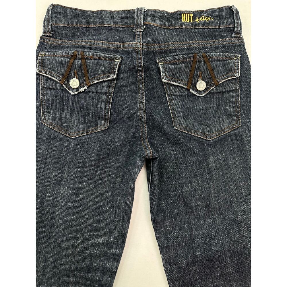 KUT From The Kloth Y2K Dark Wash Cropped Flap Pocket Jeans Size 2 - Picture 7 of 13